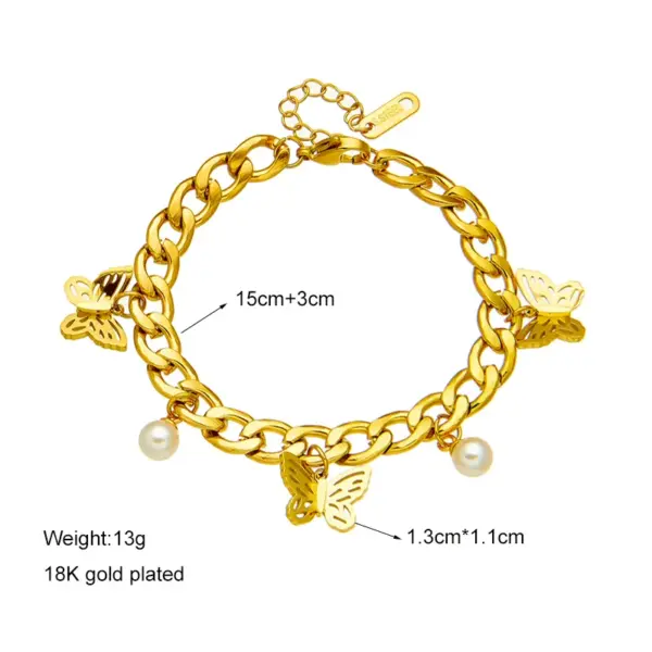 Wholesale Basic Butterfly 304 Stainless Steel Artificial Pearls Stainless Steel Bracelets In Bulk