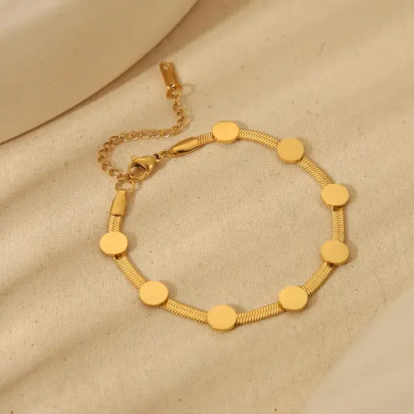 Wholesale Retro Simple Style Commute Round Dots 304 Stainless Steel 18K Gold Plated Snake Chain Bracelets In Bulk Stainless Steel Bracelets