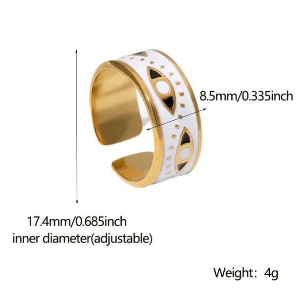 Wholesale PVD Coated Real Gold Plated 18K Gold Eye 304 Stainless Steel Punk Waterproof Non Tarnish Open Rings