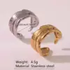 Wholesale Ion Plating (IP) 18K Gold Plated Geometric Rectangle 304 Stainless Steel Lady Novelty Streetwear Waterproof Non Tarnish Open Rings