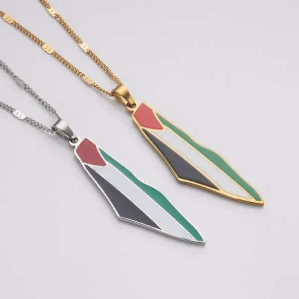 Wholesale Simple Style Geometric National Flag Titanium Steel Wholesale Pendant Necklace