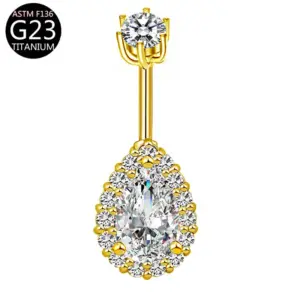 Gold-White Zirconium-Six-Claw Water Drop Style