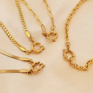 Spring Fastener Pendant Necklace-Clip Chain / Steel Color