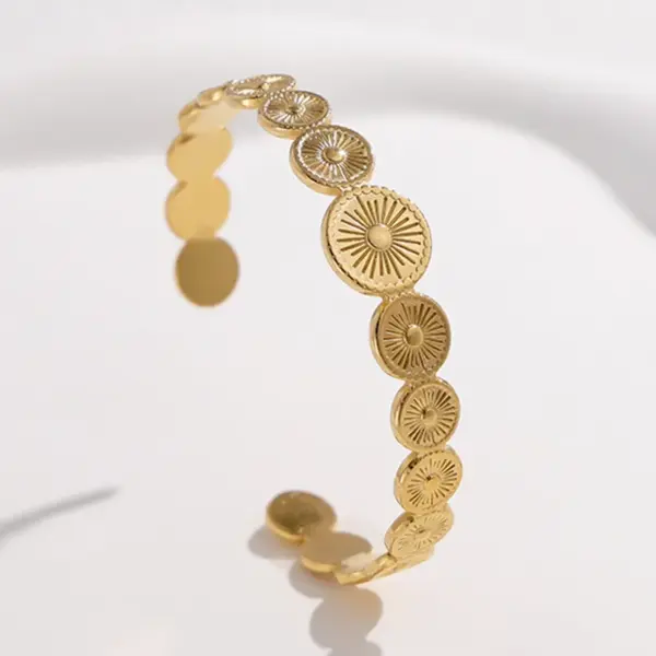 Fashion Sun 304 Stainless Steel 18K Gold Plated Stainless Steel Bracelets In Bulk