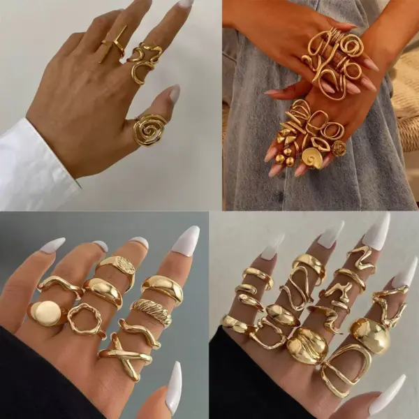 Wholesale 304 Stainless Steel Star Mermaid Snowflake PVD Coated Stone-Free Golden Plated Elegant Cute Romantic Open Rings