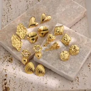 Wholesale 1 Pair Fairy Style Casual Elegant Irregular Geometric Quadrilateral Irregular Plating Hollow Out 304 Stainless Steel Imitation Gold Earrings Ear Studs