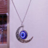 Wholesale Fashion Accessories Turkey Blue Eyes Evil Eye Pendant Alloy Moon Accessories Necklace Creative Personality Design
