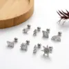 1 Piece Copper Zircon Ear Cartilage Rings & Studs Sector Snowflake Waterproof Non Tarnish Surgical Steel
