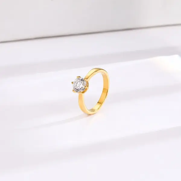 Vacuum Plating Real Gold Plated 18K Gold Round 304 Stainless Steel Elegant Glam Luxurious Waterproof Non Tarnish Rings