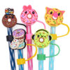 oly-712ef6d2c15bc32d3cecdaddef8eb0d4 Wholesale Donut series straw cap 10mm flexible glue removable straw aessories creative straw buckle personalized pen clip