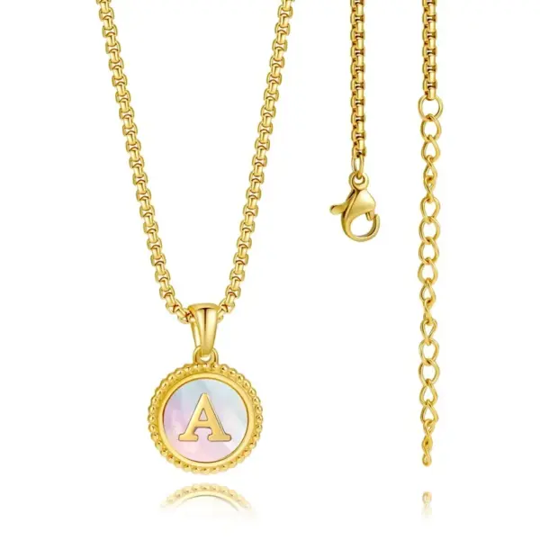 Wholesale PVD Coated 18K Gold Plated Letter 304 Stainless Steel Casual Modern Style Waterproof Non Tarnish 304 Stainless Steel Pendant Necklace