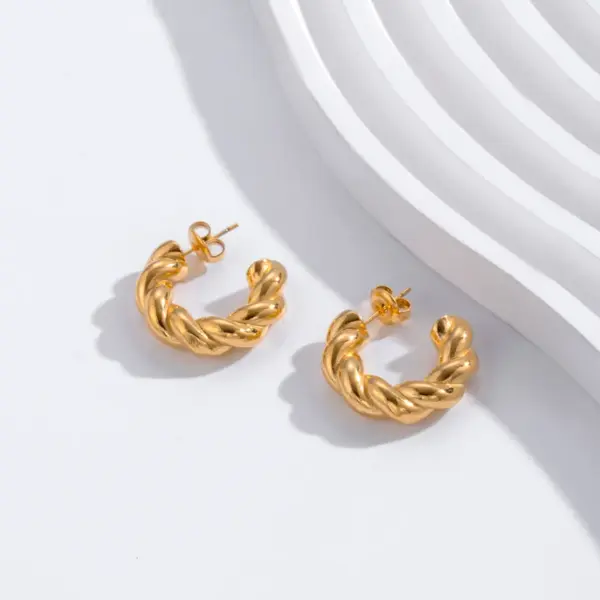 Wholesale 1 Pair Simple Style C Shape 304 Stainless Steel Ear Studs