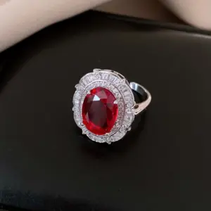 76 # Ring - Silver - / Red