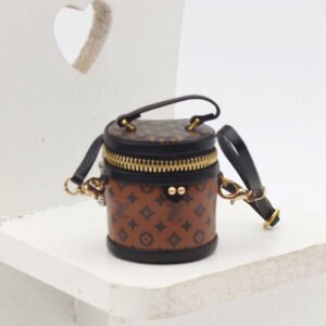 Large bucket bag v flower light brown