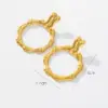 Wholesale Real Gold Plated 316 Stainless Steel PVD Coated Leaf Dragonfly Basic Simple Style Classic Style Hoop Earrings For Women's