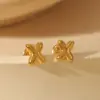 Wholesale 1 Pair Basic Simple Style Letter Solid Color 304 Stainless Steel 14K Gold Plated Ear Studs