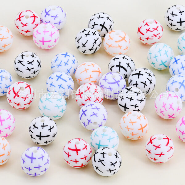 Wholesale [Hongzhou] Cross Watermark Food Grade Silicone Round Beads Baby Teether DIY Jewelry Loose Beads Ready for Sale