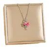 Wholesale Jewelry Simple Style Tulip Titanium Steel Zircon Pendant Necklace