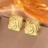 Wholesale PVD Coated 18K Gold Plated Sector Leaves Heart Shape 304 Stainless Steel Simple Style Waterproof Non Tarnish Ear Studs