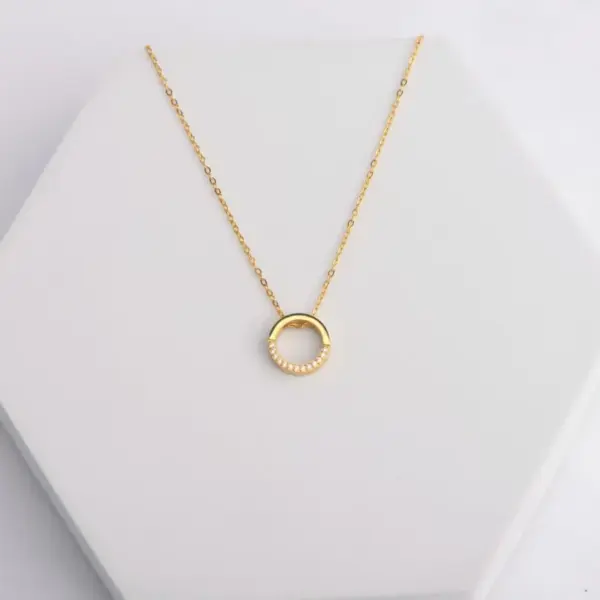 Wholesale PVD Coated Real Gold Plated Geometric Circle Stainless Steel Vintage Style Waterproof Non Tarnish Stainless Steel Pendant Necklace