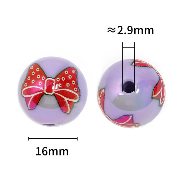 Wholesale Cross-border acrylic sweet bow printing beads diy mobile phone chain beaded pen car hanging accessories loose beads