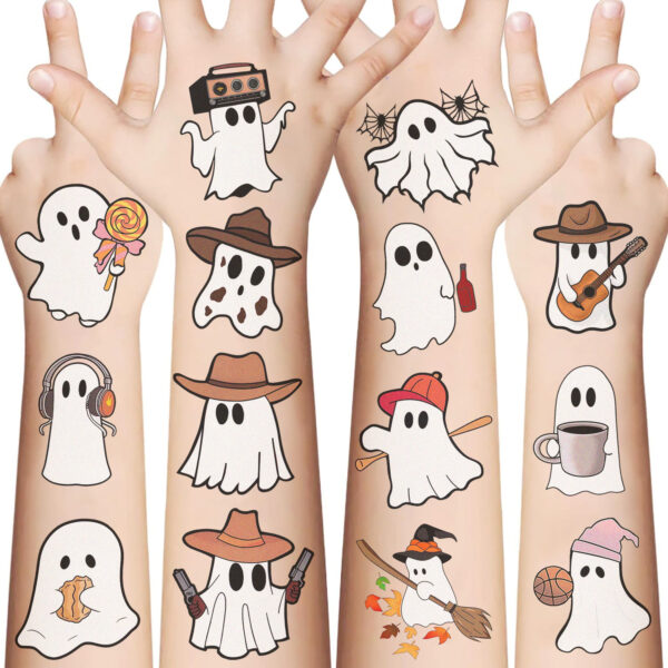 Wholesale New Cartoon Cute Ghost Tattoo Sticker Waterproof Party Gift Funny Fun Face Sticker Cross-border