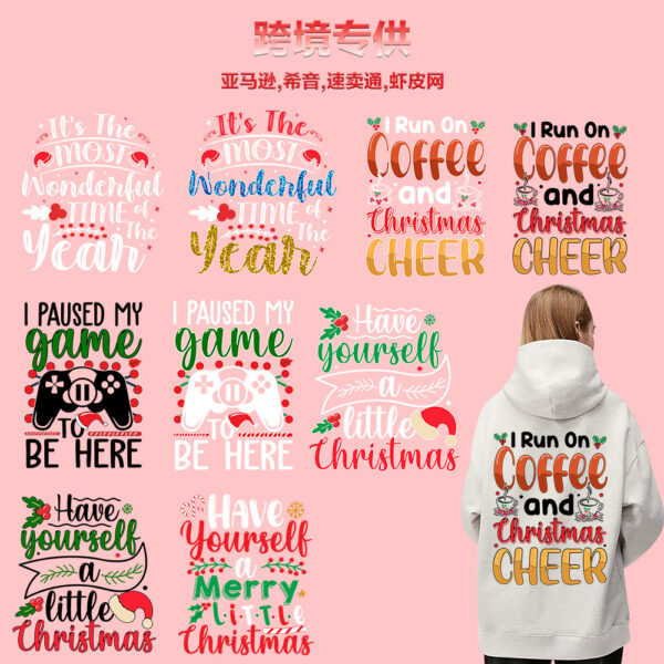 oly-7153da4922770162b837236cf399c865 Wholesale Christmas art quotes layout T-shirt heat transfer sticker