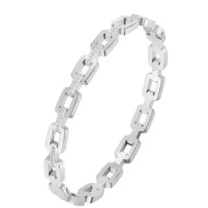 39-E-8 Steel Color Square Bracelet with Diamonds