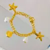 Wholesale 304 Stainless Steel Starfish Shell PVD Coated Golden Plated Hip-Hop Cable Chain Bracelets