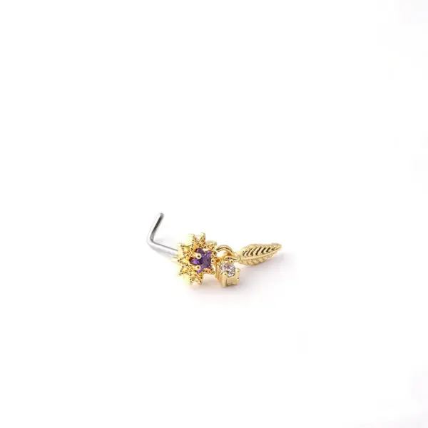 316L Stainless Steel Copper Nose Rings & Studs Flower Waterproof Non Tarnish Surgical Steel