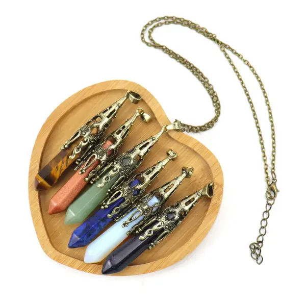 Wholesale Casual Simple Style Hexagon Prism Crystal Agate Pendant Necklace Long Necklace In Bulk