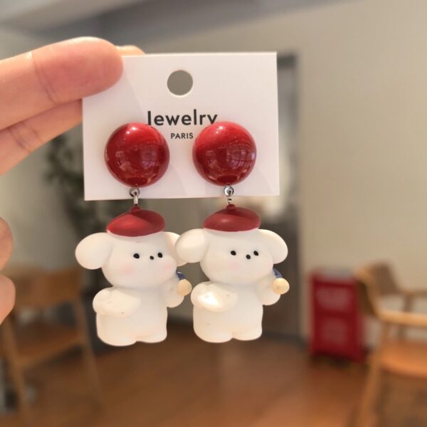 oly-716304a8724e29f6eb78693ff320aeca Wholesale Cartoon cute little white dog earrings