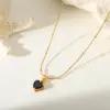Wholesale Jewelry Cute Romantic Simple Style Geometric Heart Shape 304 Stainless Steel Zircon 18K Gold Plated Plating Inlay Gold Necklace Pendant Necklace