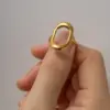Wholesale Jewelry INS Style Oval 304 Stainless Steel PVD Coated Plating Open Ring