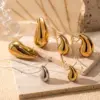 PVD Coated Water oplets 304 Stainless Steel Vintage Style Simple Style Waterproof Non Tarnish Jewelry Set