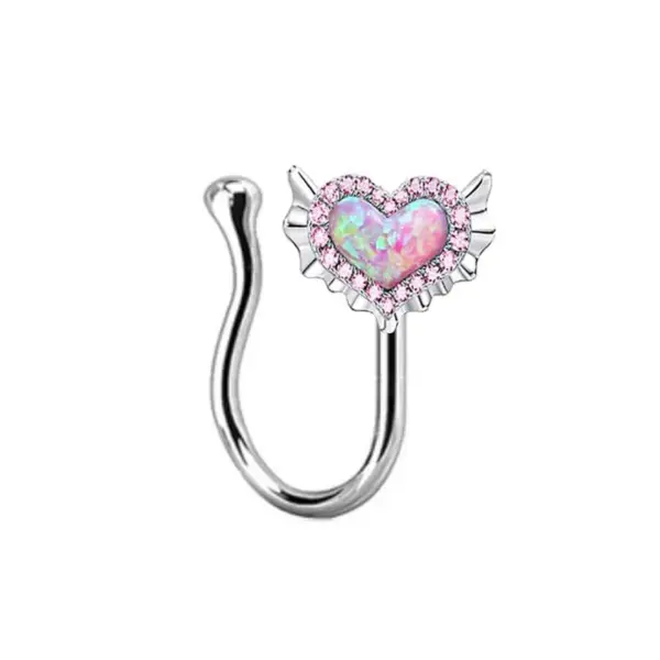 Wholesale Casual Heart Shape Stainless Steel Plating Inlay Artificial Gemstones Nipple Ring Belly Ring Nose Ring