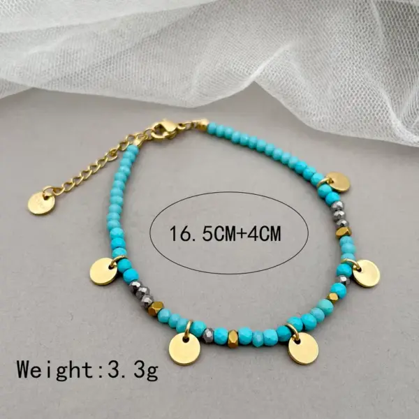 Wholesale IG Style Casual Round 304 Stainless Steel Natural Stone Labradorite Gold Plated Bracelets In Bulk