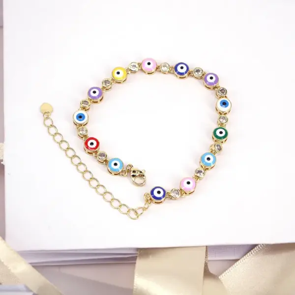 Wholesale Retro Oil Drop Zircon Devil's Eye Adjustable Eye Copper Bracelet Wholesale