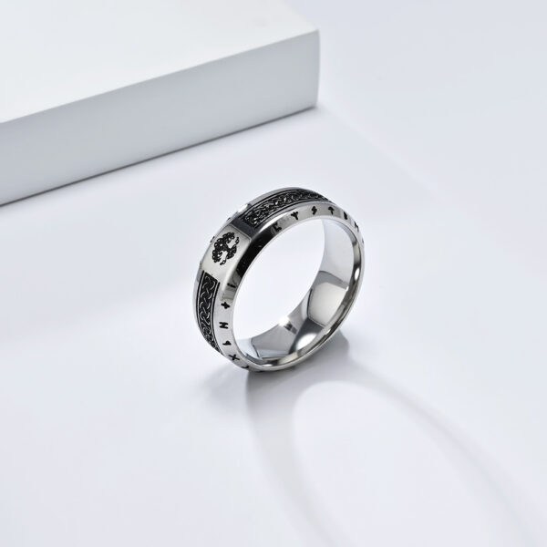 Wholesale Nordic Celtic Tree of Life Luen Rune Viking Ring Men's Stainless Steel Retro Trendy Hand Jewelry