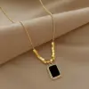 Wholesale PVD Coated Real Gold Plated Square Stainless Steel Titanium Steel Elegant Simple Style Waterproof Non Tarnish Pendant Necklace