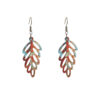 Wholesale Colorful Bohemian retro distressed hollow leaf wood earrings