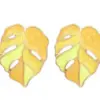 1 Pair Vacation Leaf Plating Inlay Metal Pearl Ear Studs