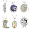 Wholesale Novelty Artistic Angel Feather Boots Alloy Copper Rhinestones Pendant Necklace In Bulk