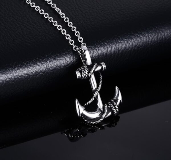 Wholesale Popular Titanium Steel Anchor Pendant Necklace, Trendyy Men's Personalized Retro Cross Jewelry, Gift for Boyfriend