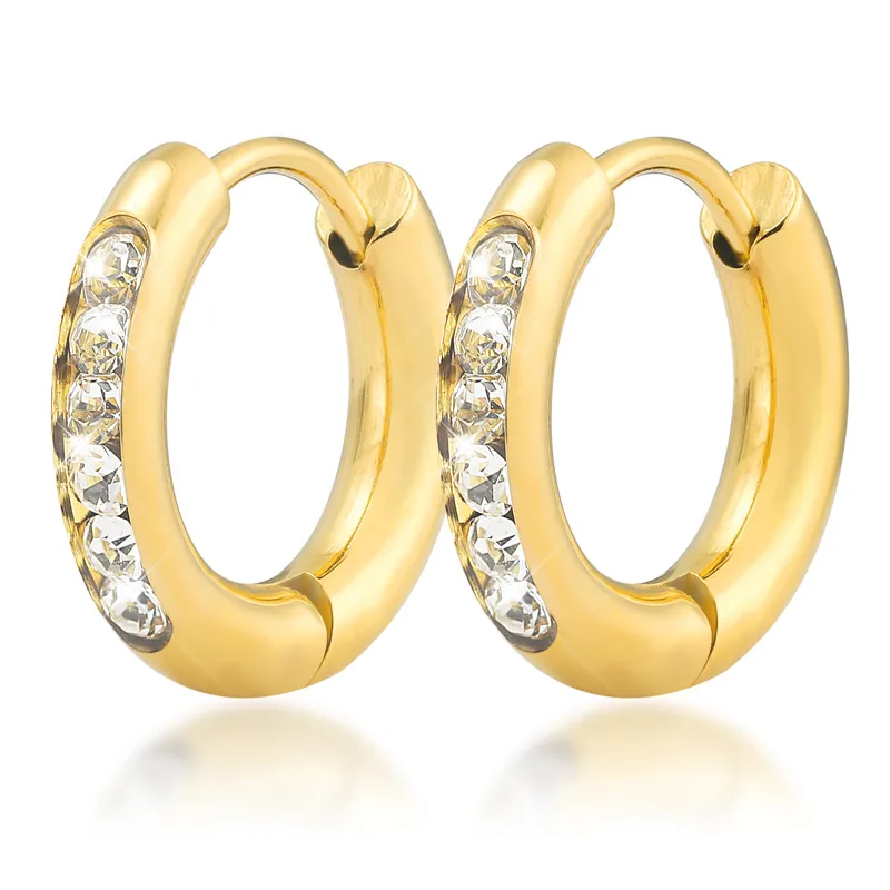 Wholesale Fashion Geometric Stainless Steel Inlay Zircon Earrings 1 Pair
