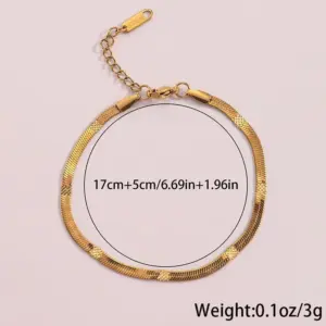 [21] Gold Flat Snake Embossed Bracelet