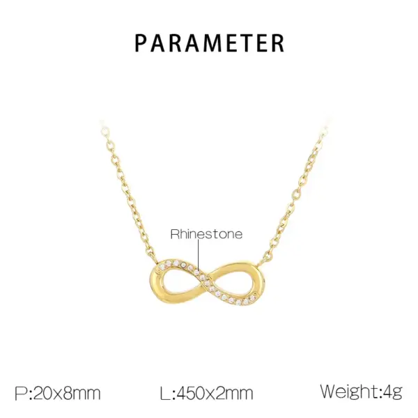 Wholesale PVD Coated 18K Gold Plated Infinity 304 Stainless Steel Basic Simple Style Classic Style Waterproof Non Tarnish 304 Stainless Steel Pendant Necklace