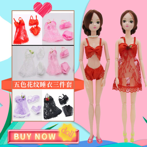 Wholesale Toy clothes 30cm doll wedding sexy three-piece underwear pajamas change very cute fabric base coat