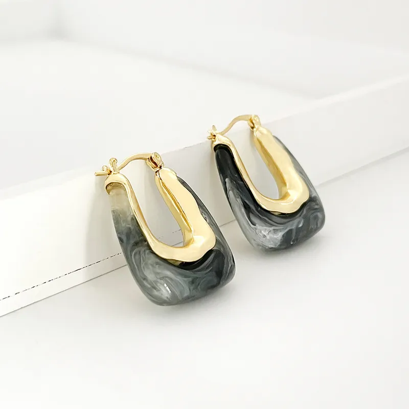 Wholesale 1 Pair Simple Style U Shape Patchwork Copper Earrings