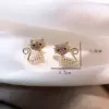 Cute Cat Alloy Inlay Artificial Pearls Rhinestones Women's Ear Studs 1 Pair